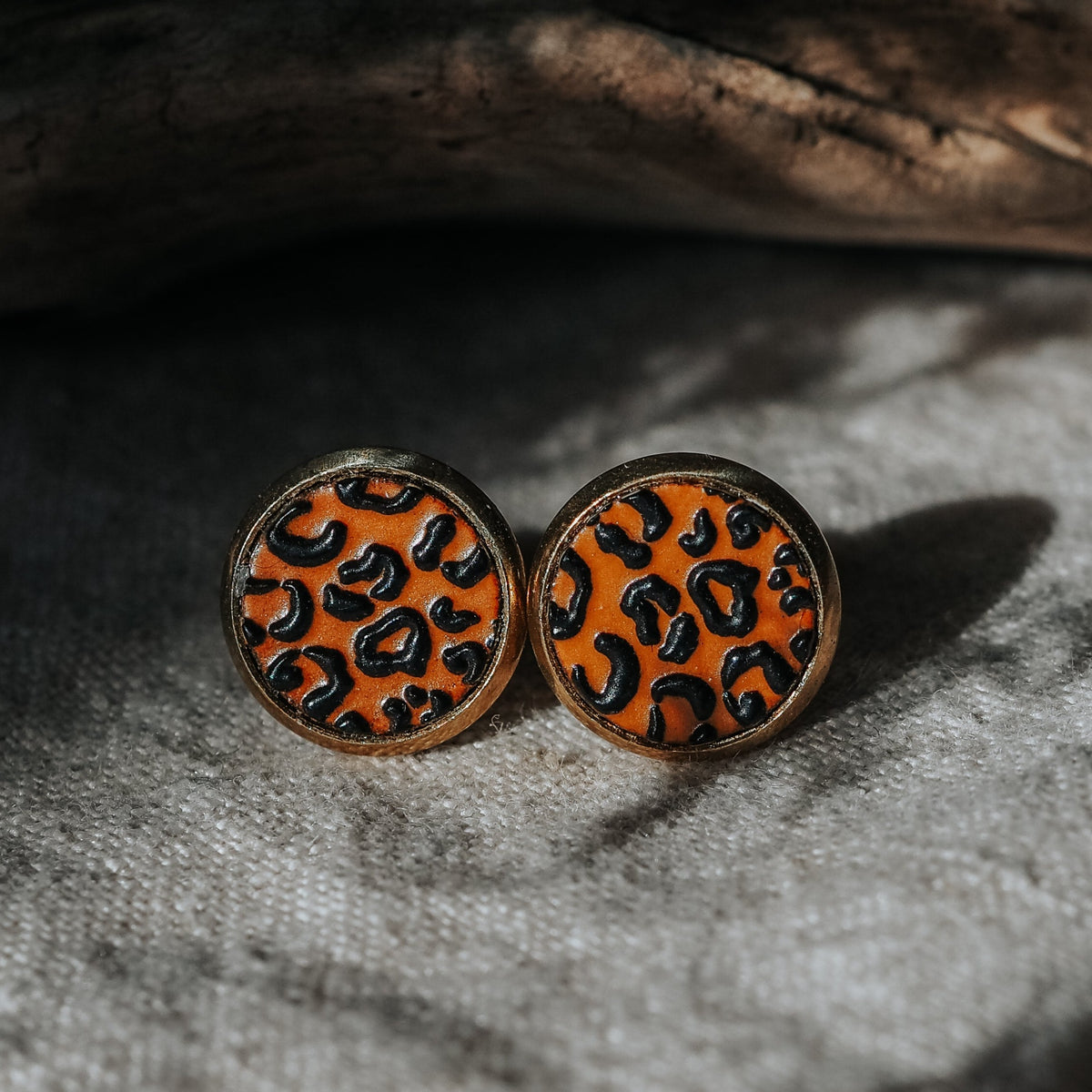 Leopard print online stud earrings