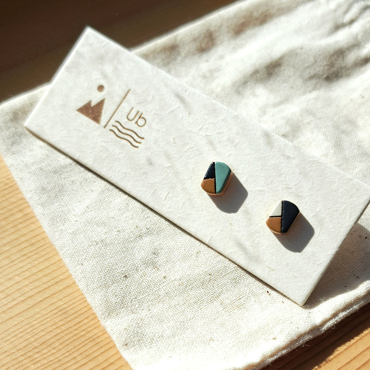 Small Colour Block Ovals - Blue Sage & Black