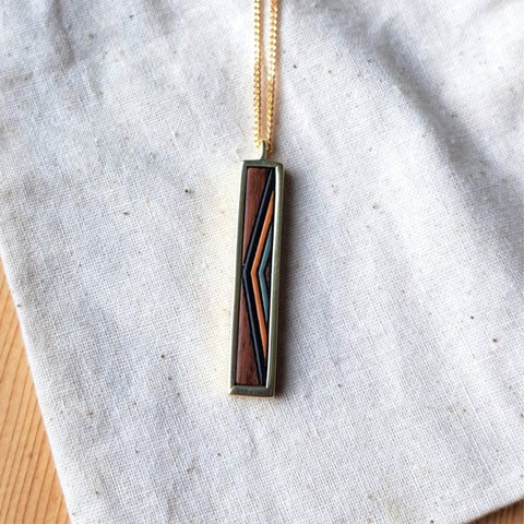 Ferrah Necklace - Black and Burnt Orange  (Sunset Back)