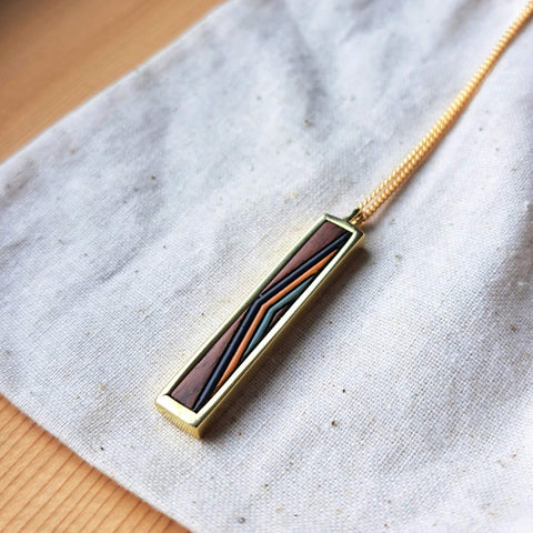 Ferrah Necklace - Black and Burnt Orange  (Sunset Back)