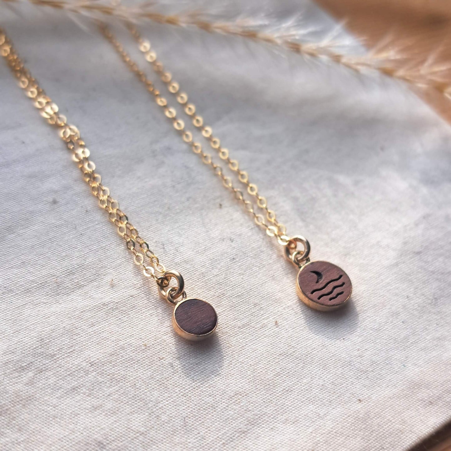 Gold Filled Cabochon (Medium) - Rosewood Inlay - Moon