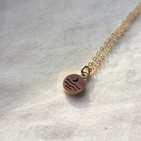 Gold Filled Cabochon (Medium) - Rosewood Inlay - Moon