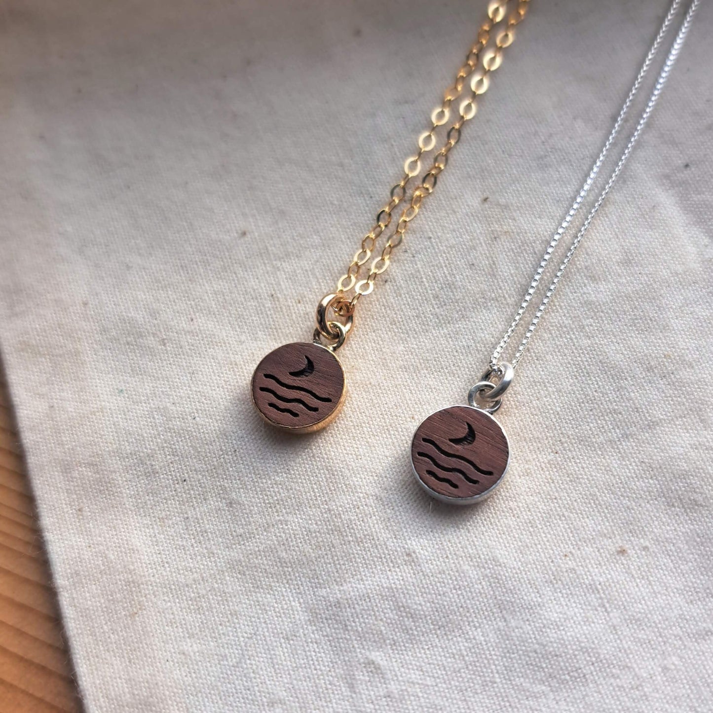 Sterling Silver Cabochon (Medium) - Rosewood Inlay - Moon