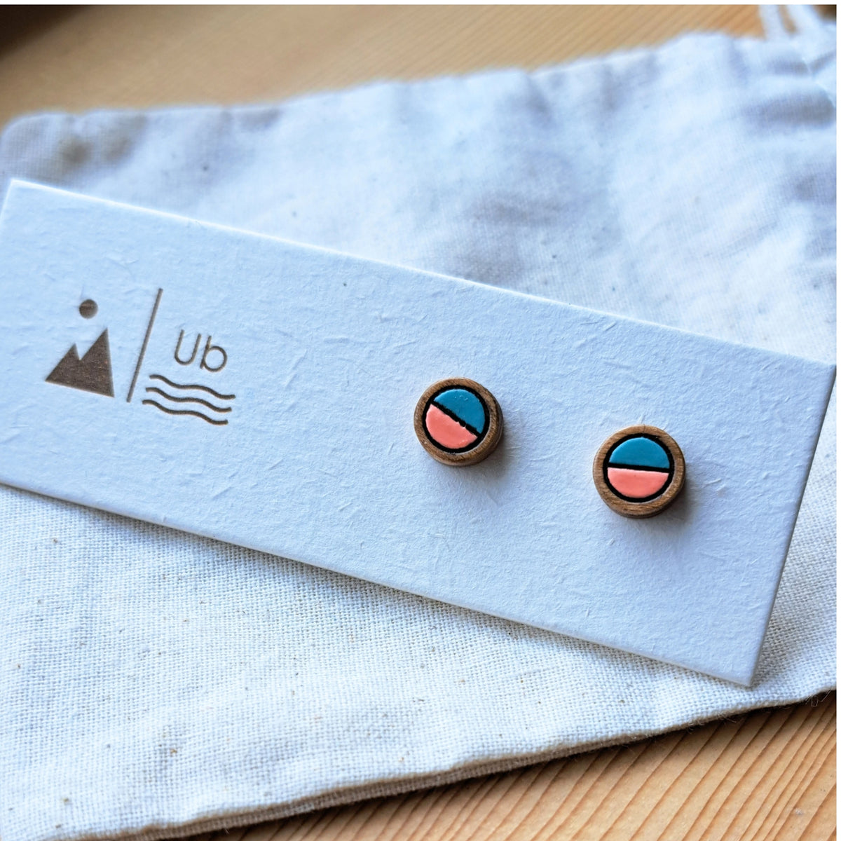 Colour Block Circle - Bright Coral & Teal