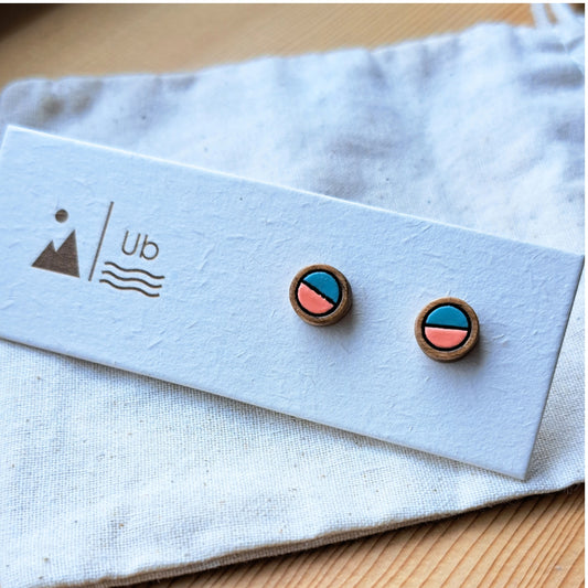 Colour Block Circle - Bright Coral & Teal